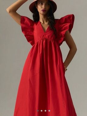 By Anthropologie Volume-Sleeve Babydoll Dress, XS